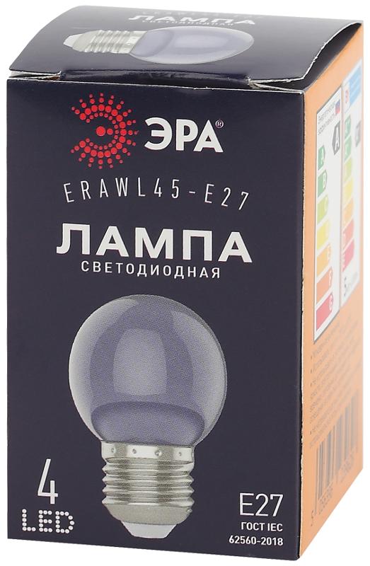 Лампы cветодиодные ERAWL45-E27 LED P45-1W-Е27 (диод. шар, прозр., 4SMD, 1W, E27, для белт-лайт) (10/100/6000) | Б0049572 | ЭРА — миниатюра 4