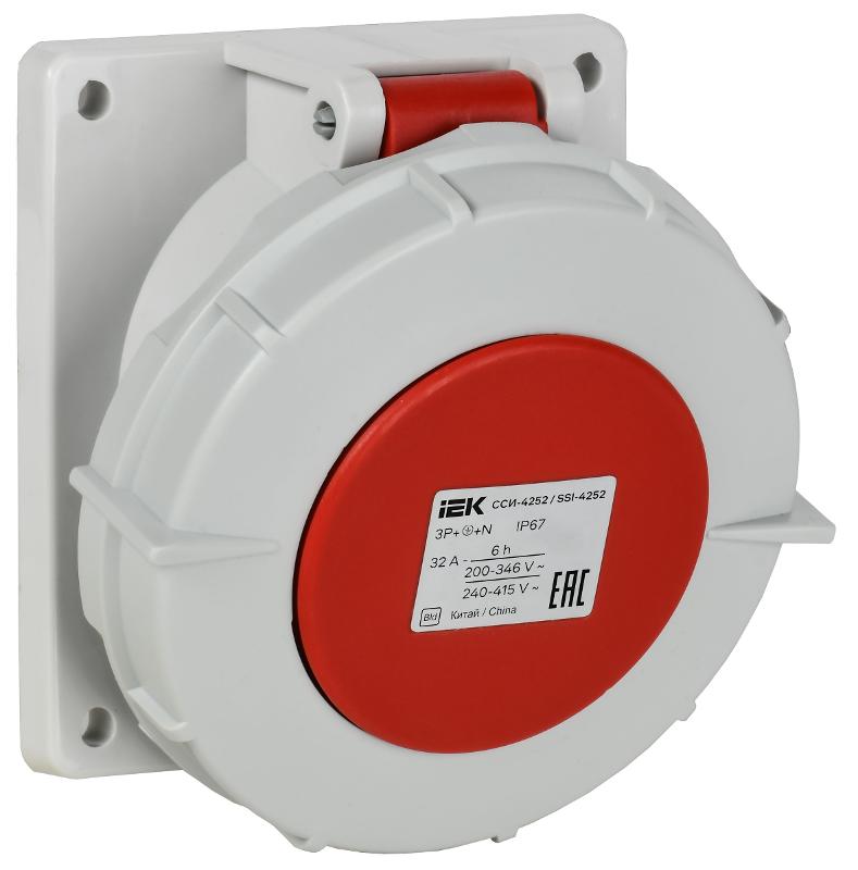 Розетка встраиваемая угловая ССИ-4252 32А-6ч 380В 3P+PE+N IP67| PSR42-032-5-0-67| IEK — фото 1 | Sento