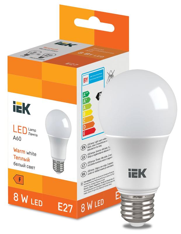 Лампа светодиодная Bulb A60 710lm 3000K E27 | LL-I-A60-8-230-30-E27 | IEK — IEK (ИЭК)