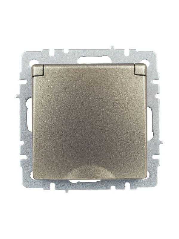 BRITE Розетка с заземлением со шторками с крышкой 16А IP20 РСбш10-3-БрШ шампань  | BR-R16-16-K37 | IEK — миниатюра 12
