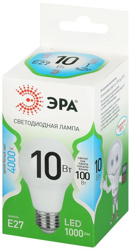 Лампа светодиодная  GREEN LINE LED A60-10W-840-E27 GL E27 10 Вт груша яркий белый свет | Б0067135 | ЭРА — миниатюра 5