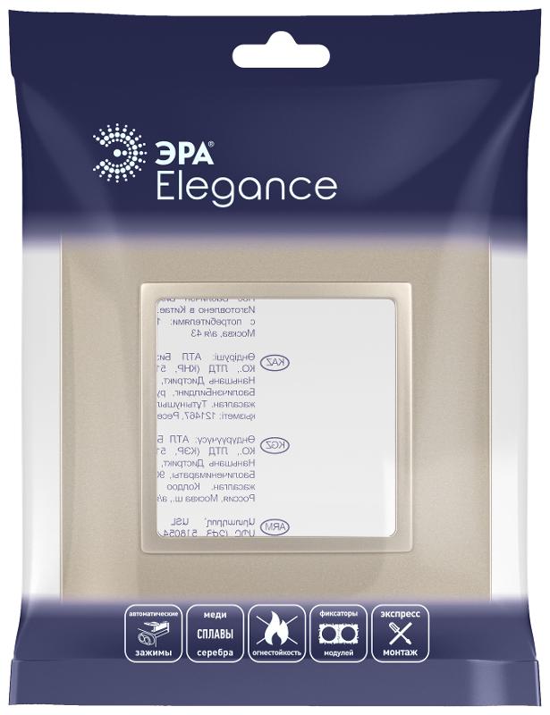 Рамка для розеток и выключателей Elegance 14-5011-04 Classic, на 1 пост, шампань | Б0060574 | ЭРА — миниатюра 2
