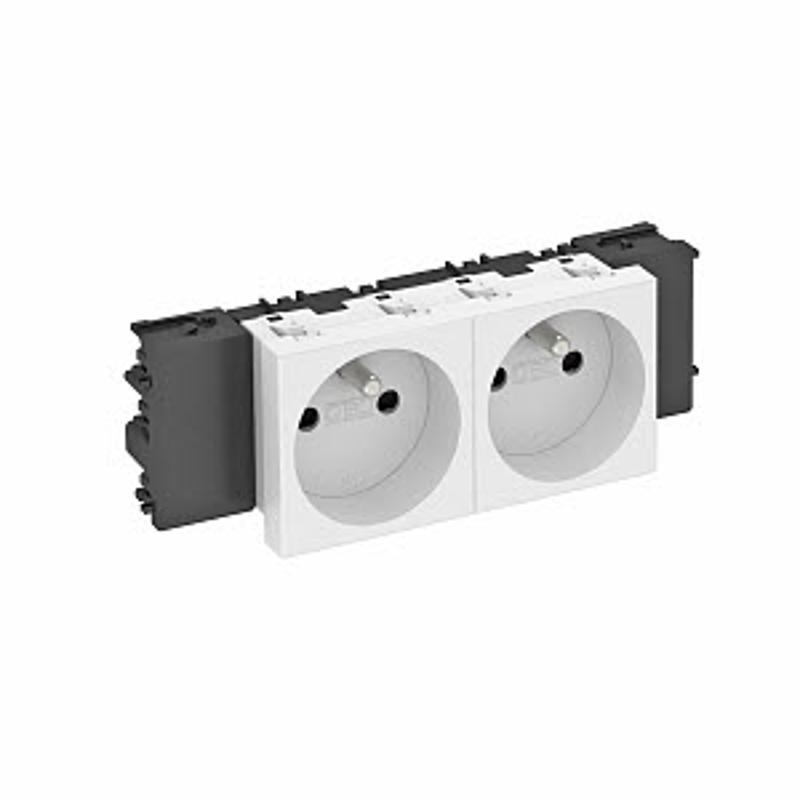 Розетка двойная 0° Modul45connect франц. стандарт, 250 В, 16A (белый) (STD-F0C RW2) | 6120552 | OBO Bettermann — миниатюра 2
