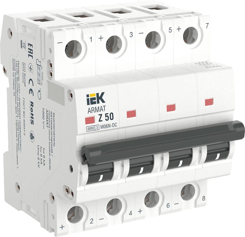 ARMAT Авт. выкл. M06N-DC 4P Z 50А IEK | AR-M06N-4-Z050DC | IEK — фото 1 | Sento