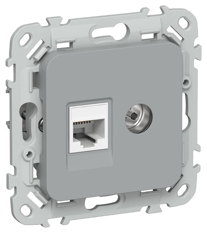 FLITE Розетка 2-ая RJ45/TV кат.5Е UTP РКТВ5е-2-0-ФлС серый | FI-AK22-1-K03 | IEK — IEK (ИЭК)