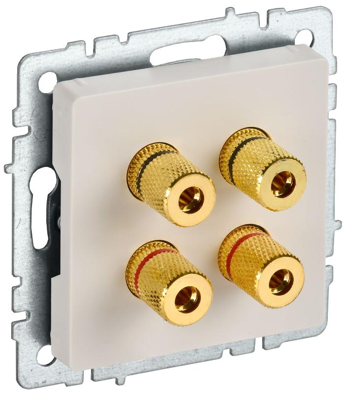 BRITE АудиоРозетка 4-местная РА10-БрКр бежевый | BR-S40-K10 | IEK — миниатюра 1