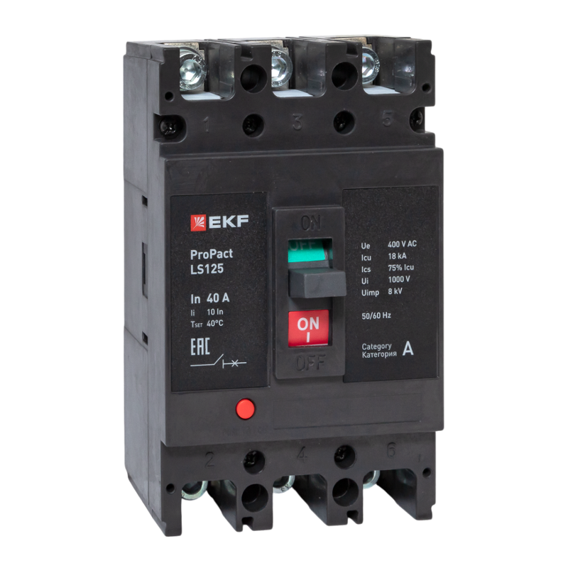 Выключатель автоматический LS125 18кА 3P 40А ProPact | mccb-125-18-3-40-ls | EKF — EKF