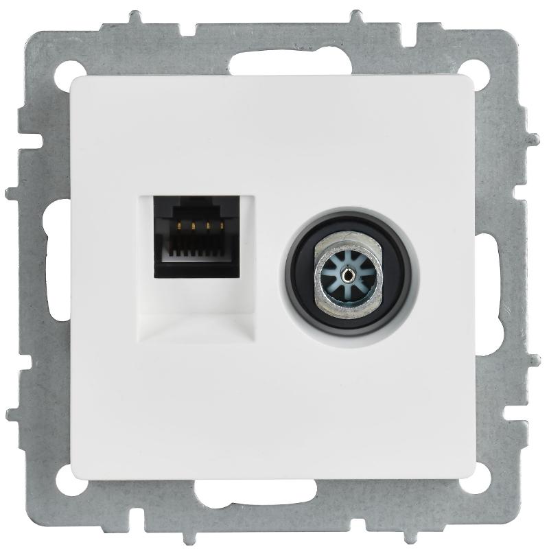 BRITE Розетка двойная TV+RJ45 кат.5E РТВ/РК12-БрАБ арктический белый  | BR-AK20-1-K91 | IEK — миниатюра 2