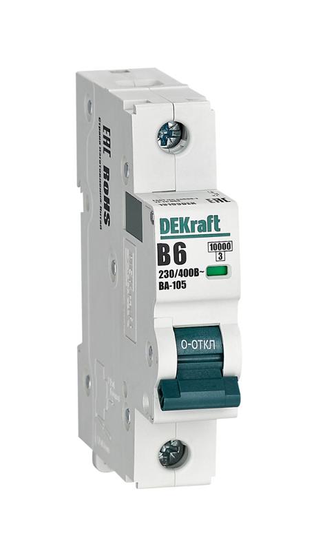 Выключатель автоматический  однополюсный ВА-105 6А B 10кА | 13103DEK | DEKraft — DEKraft