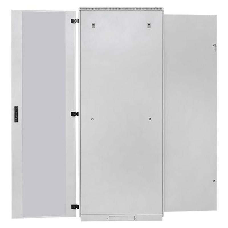 Шкаф напольный 19" TERACOM PRO 18U 600x600 мм двери стеклянная с замком-ручкой и металлическая серый |TRP-NTC-1866-41G| EKF — миниатюра 18