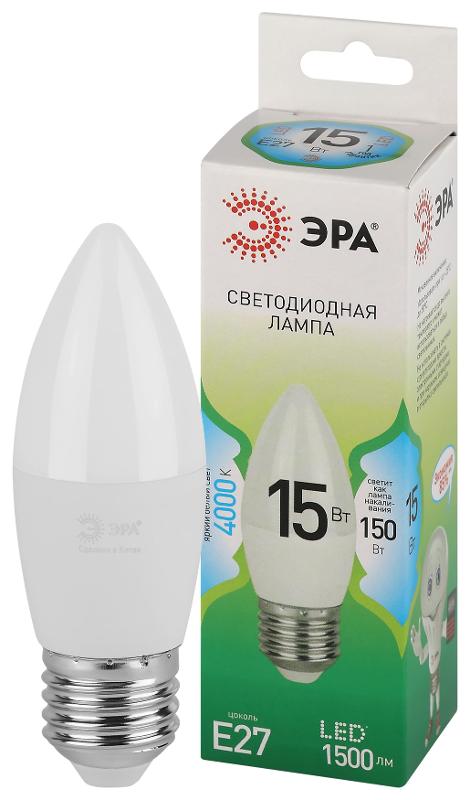 Лампа светодиодная  GREEN LINE LED B35-15W-840-E27 GL E27 15 Вт свеча яркий белый свет | Б0067115 | ЭРА — миниатюра 1