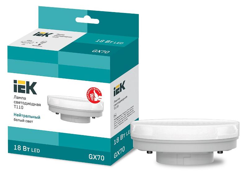 Лампа светодиодная T110 таблетка 18Вт 230В 4000К GX70 IEK | LLE-T110-18-230-40-GX70 | IEK — IEK (ИЭК)