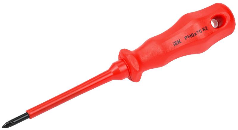 Отвертка диэлектрическая PH0х75 K2 ARMA2L 3 | A2L3-SC30-K2-PH-00-075 | IEK — миниатюра 1