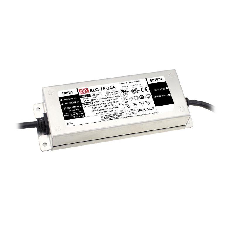 Драйвер 75Вт 24V для светодиодной ленты Meanwell IP67DALI 180x63x35,5 мм | ELG-75-24DA-3Y | VARTON — фото 1 | Sento