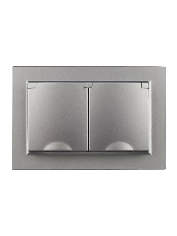 BRITE Розетка 2-ая с крышкой 16А в сб IP44 РСбш12-3-44-БрС сталь | BR-R26-16-44-K46-F | IEK — миниатюра 4