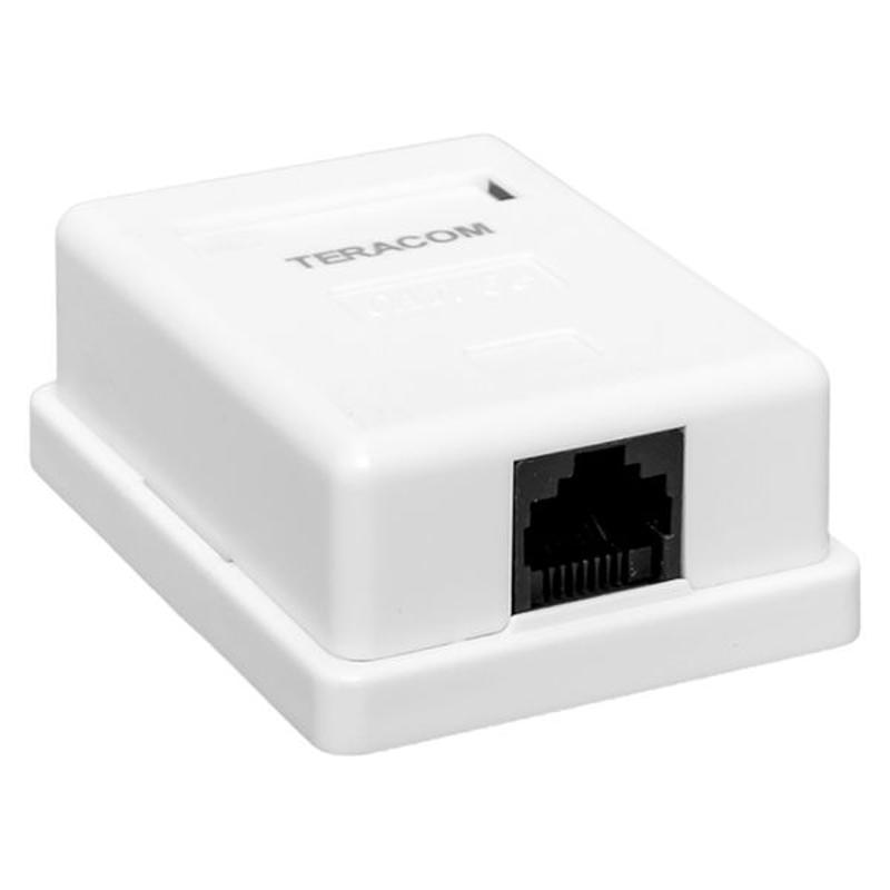 Розетка настенная TERACOM Cat.5E неэкранированная 1 порт RJ-45 Dual IDC белая | TRC-WBOX-1RJ45-5EUTP-WH | EKF — EKF