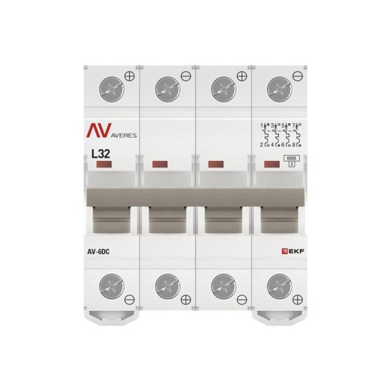 Выключатель автоматический AV-6 DC 4P 32A (L) 6kA AVERES | mcb6-DC-4-32L-av | EKF — миниатюра 4