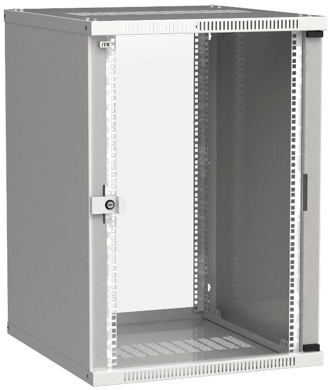 Шкаф LINEA WE 18U 600x650мм дверь стекло серый | LWE3-18U67-GF | ITK — миниатюра 1