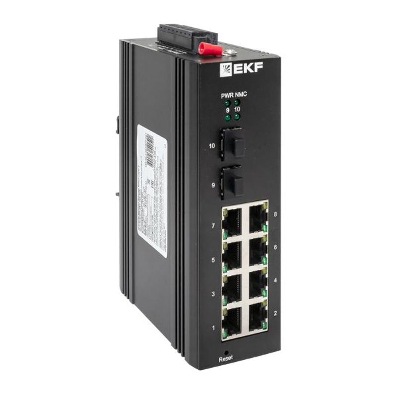 Промышленный управляемый коммутатор уровня L2 TSX-ML2-2GX/SFP-8GT, 2 порта 1000Base-X SFP, 8 портов 10/100/1000Base-T(X) RJ45, монтаж на динрейку TSX  — EKF