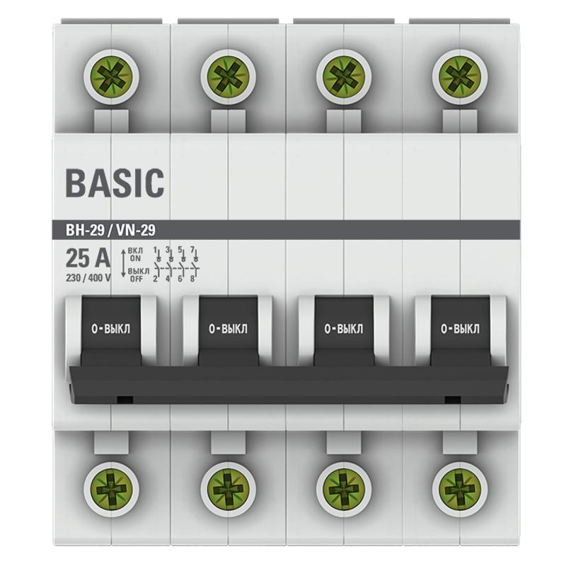 Выключатель нагрузки модульный ВН-29 4P 25А EKF Basic | SL29-4-25-bas | EKF — миниатюра 2