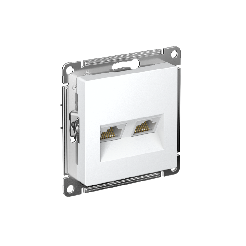 AtlasDesign Лотос Розетка 2-ая компьютерная RJ45+RJ45, кат.5Е, механизм | ATN001385 | SE — миниатюра 1