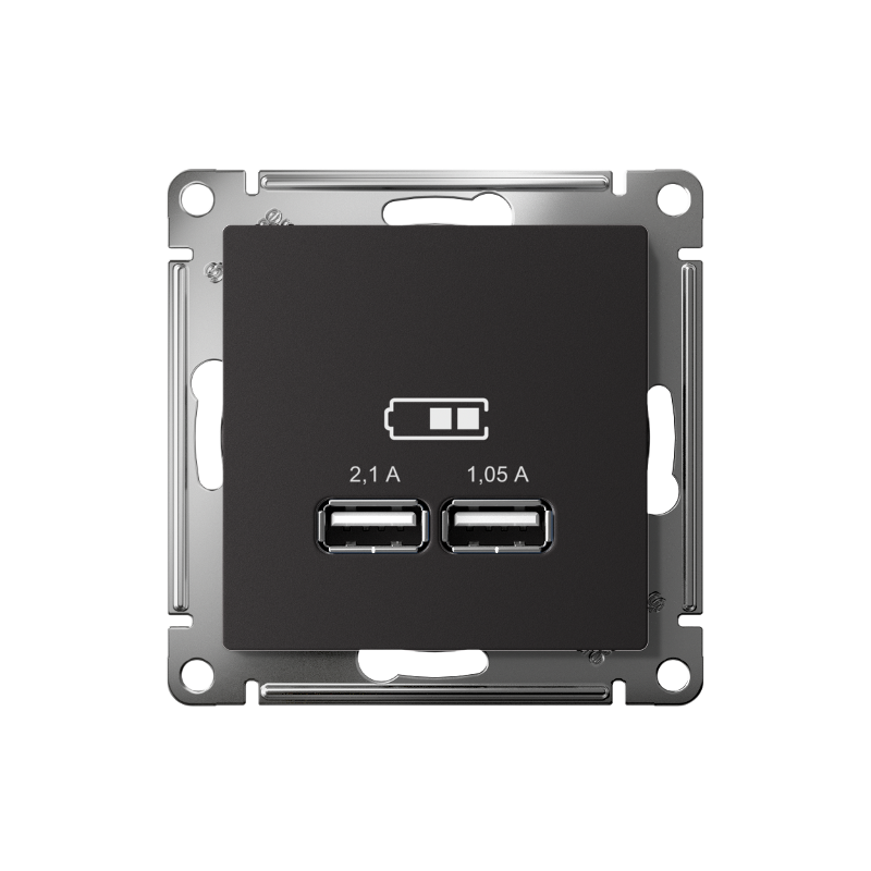 AtlasDesign Карбон Розетка USB, 5В, 1 порт x 2,1 А, 2 порта х 1,05 А, механизм | ATN001033 | SE — миниатюра 2