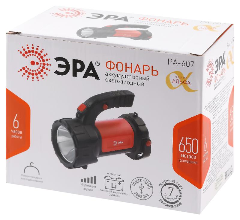 Фонарь светодиодный PA-607 прожектор аккумуляторный 8 Вт, литий, поворотная ручка, Альфа | Б0052745 | ЭРА — миниатюра 2