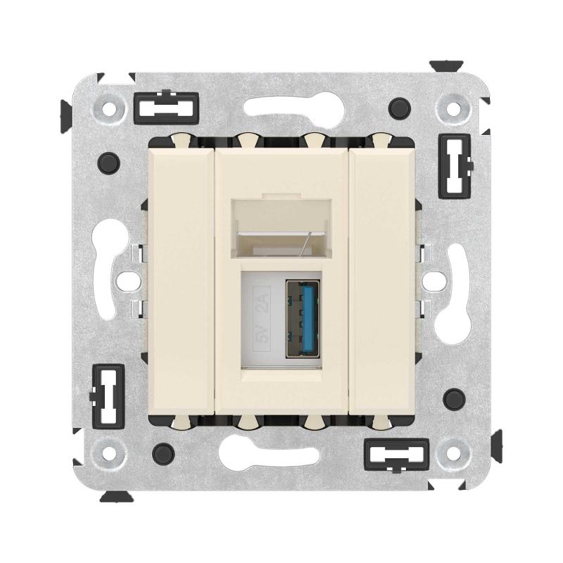 USB 3.0 розетка одинарная в стену, тип А-А, "Avanti", "Ванильная дымка" | 4405303 | DKC — миниатюра 2
