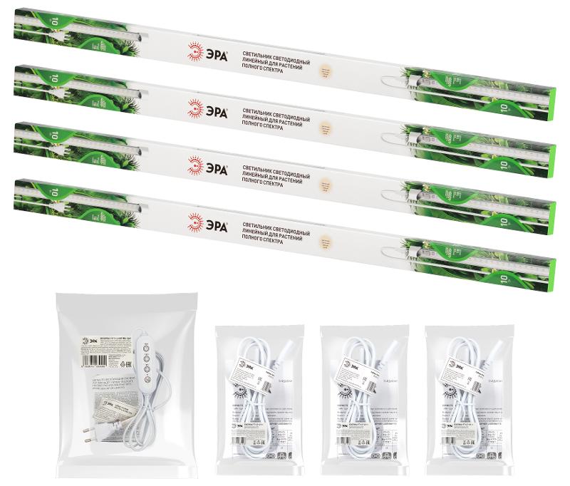 Комплект из 4-х линейных фитоламп  GREEN LINE FITO-4х10W-LINE-Rb+timer 9/12/15 H 2-pin красно-синий спектр 40 Вт | Б0072854 | ЭРА — миниатюра 4