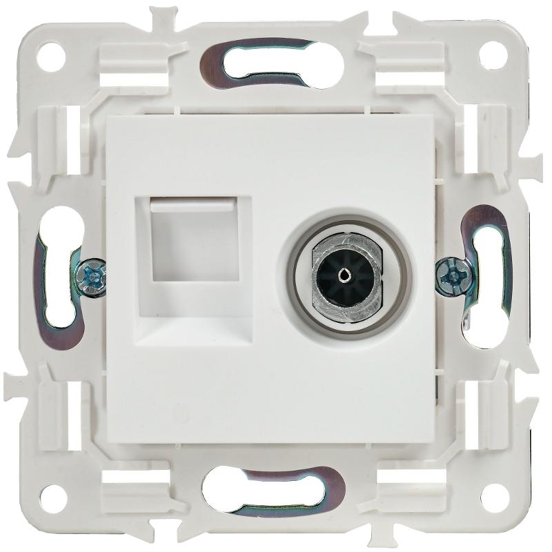 SKANDY Розетка двойная TV+RJ45 кат.5E SK-A14W арктический белый | SK-AK20-1-K01 | IEK — миниатюра 2