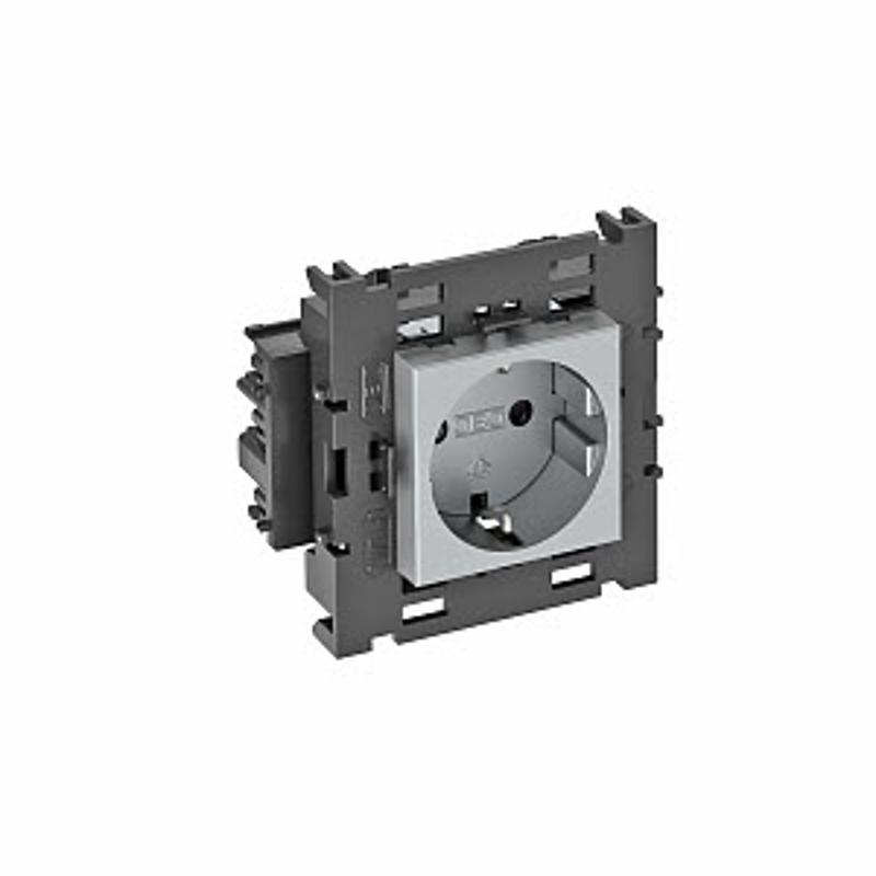 Розетка одинарная 0° Modul45connect с з/к, 250 В, 16A (алюминий) (STD-D0C8 AL1) | 6120422 | OBO Bettermann — миниатюра 2