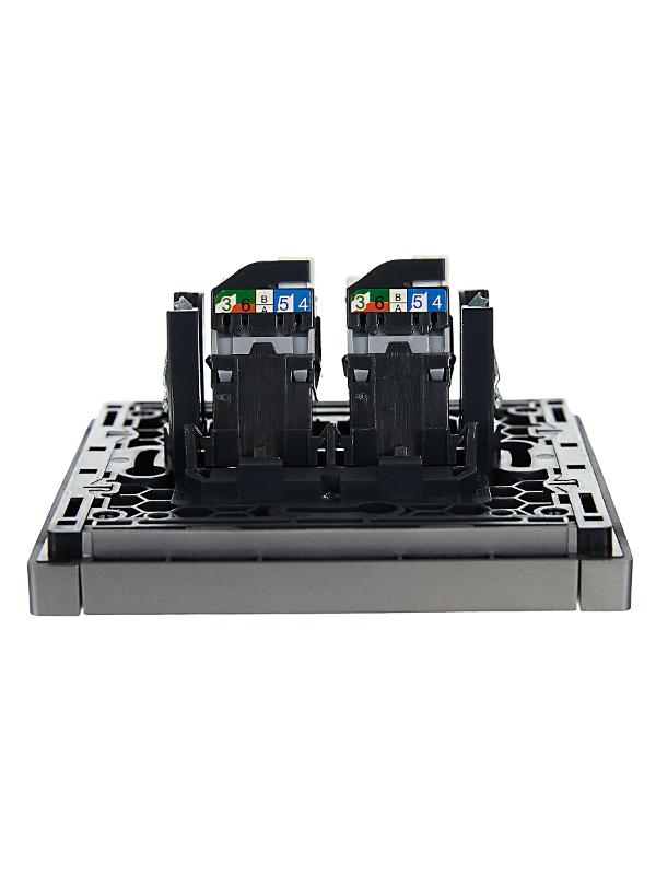FORTE&PIANO Розетка комп. 2-ая RJ45 кат.5E FP533 сталь | FP-K20-1-K46 | IEK — миниатюра 5
