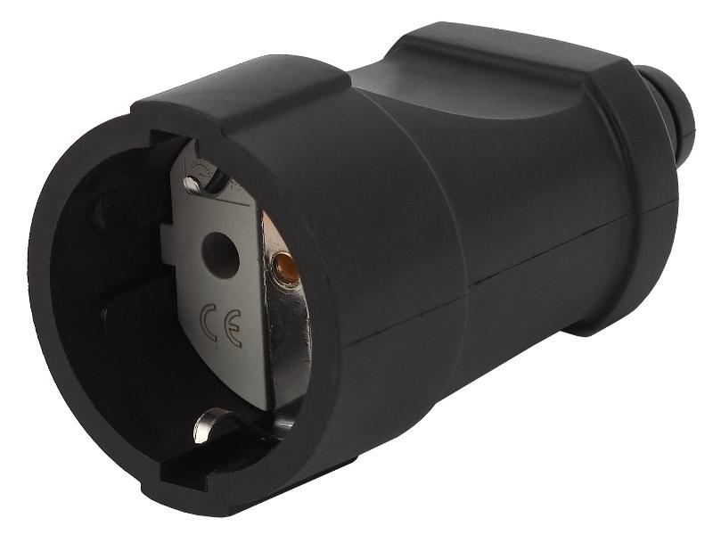 Rx4-B ЭРА Розетка кабельная с/з прямая ПВХ 16A черная (20/8) | Б0039685 | ЭРА — миниатюра 1