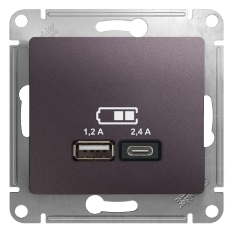 Glossa Сиреневый туман USB Розетка A+С, 5В/2,4А, 2х5В/1,2 А, механизм | GSL001439 | SE — Systeme Electric