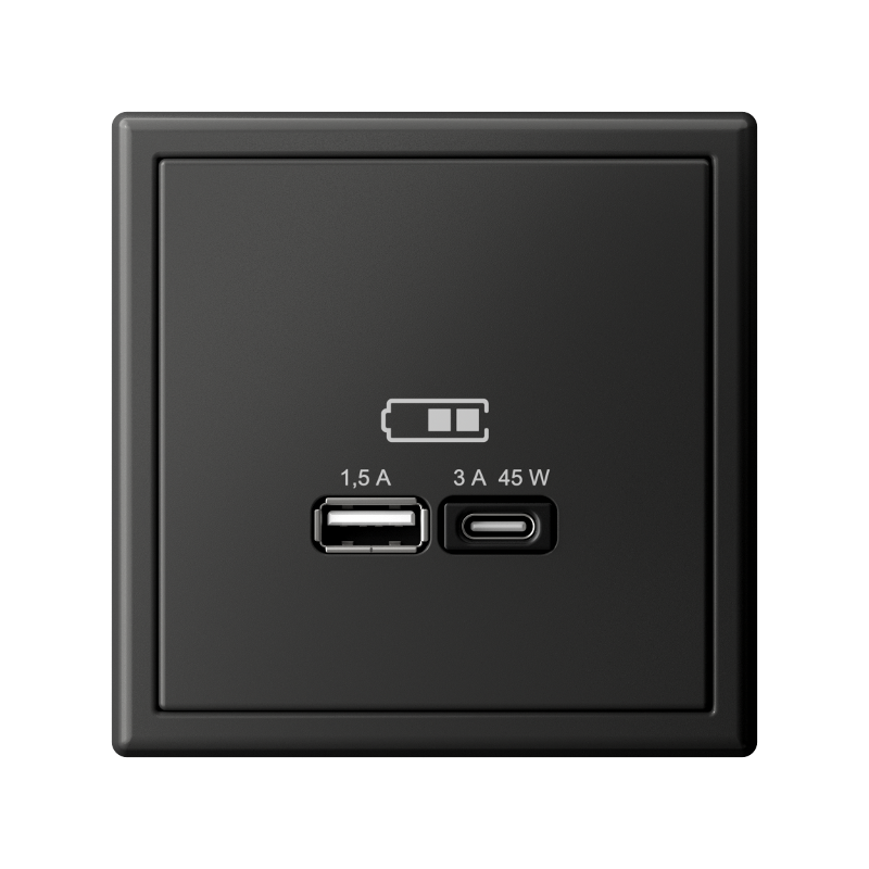 ArtGallery Базальт Розетка USB A + тип-C 45Вт высокоскор.заряд. QC, PD, механизм | GAL001429 | SE — миниатюра 5
