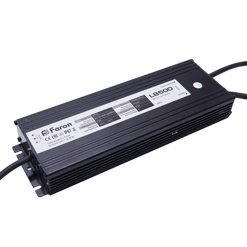 Трансформатор для светодиодной ленты LB500 DC24V 200W IP67 244*80*32мм | 25934 | Feron — миниатюра 1