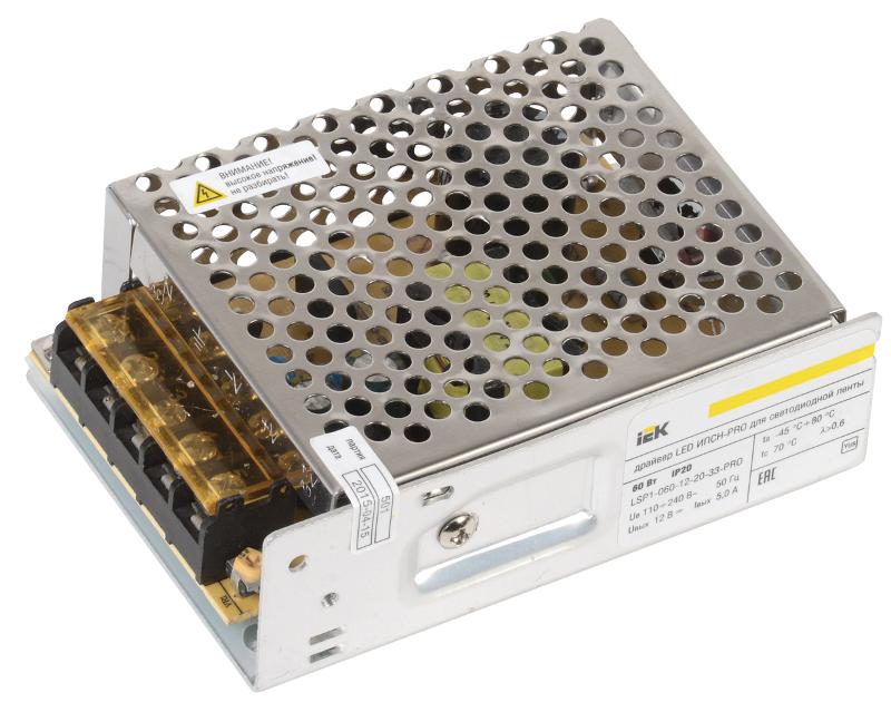 Драйвер для светодиодных лент LED ИПСН-PRO 60Вт 12В IP20 блок-клеммы | LSP1-060-12-20-33-PRO | IEK — IEK (ИЭК)