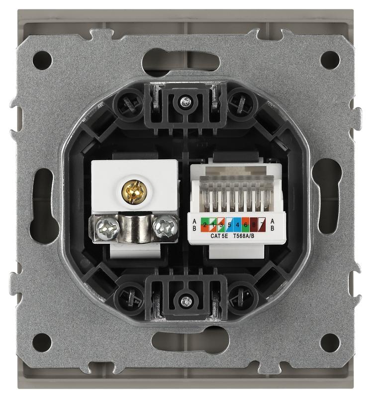Розетка Arktik 16-3110-07 комбинированная RJ45+TV титан | Б0070500 | ЭРА — миниатюра 4
