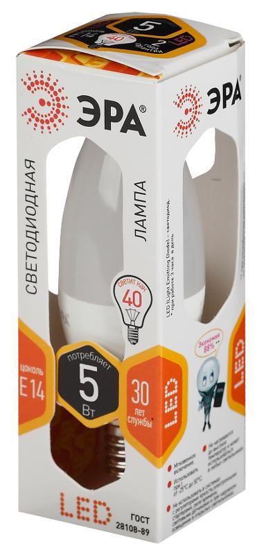 Лампа светодиодная LED 5Вт E14 220В 2700К smd B35 свеча | Б0018871 | ЭРА — миниатюра 2