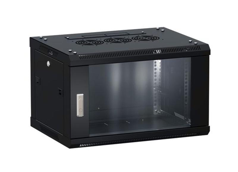 Шкаф настенный 19" TERACOM PRO 9U 600х450 мм дверь стеклянная с замком-ручкой чёрный | TRP-WLL-0964-40B | EKF — EKF