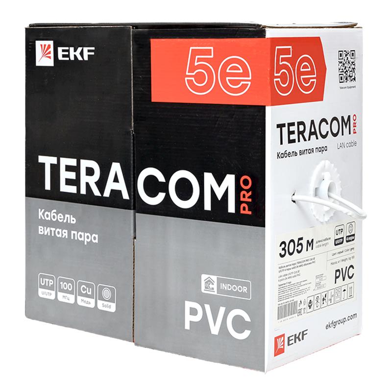 Кабель витая пара TERACOM PRO Cat.5E U/UTP 4 пары solid 24AWG цвет серый упак. 305м | TRP-5EUTP-04PVC-GY-IN3 | EKF — миниатюра 9