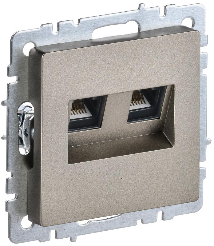BRITE Розетка компьютерная 2-ая RJ45 кат.5E РК10-2-БрШ шампань | BR-K20-1-K37 | IEK — IEK (ИЭК)