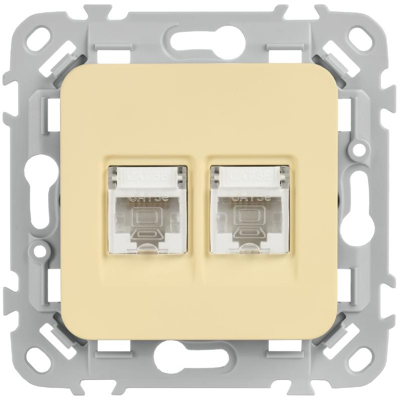 FLITE Розетка 2-ая компьютерная RJ45 кат.5Е UTP РК5е-2-0-ФлН навахо | FI-K22-1-K87 | IEK — миниатюра 2
