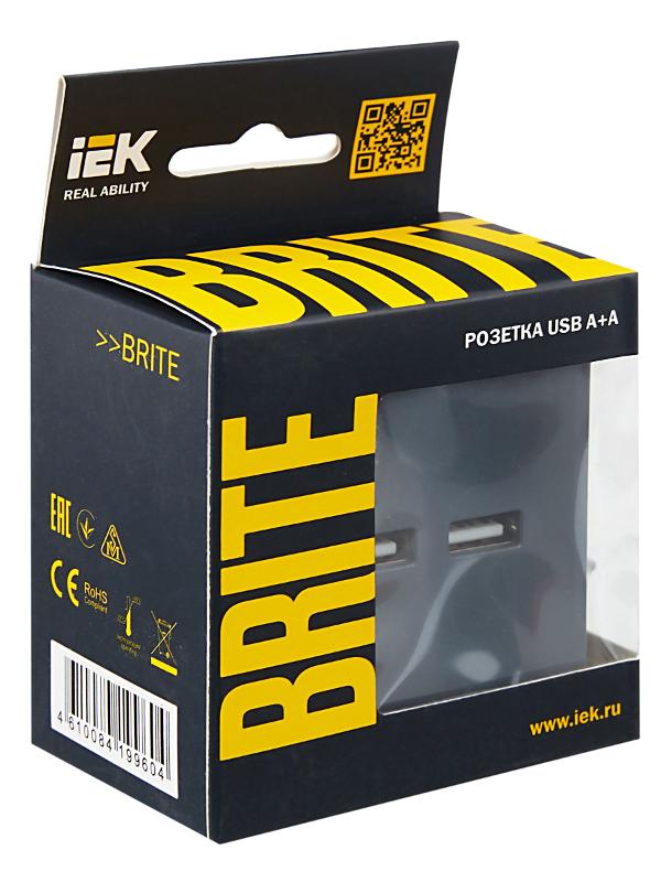 BRITE Розетка USB A+A 3,1А РЮ10-1-БрМ маренго | BR-U21-D31-K35 | IEK — миниатюра 7