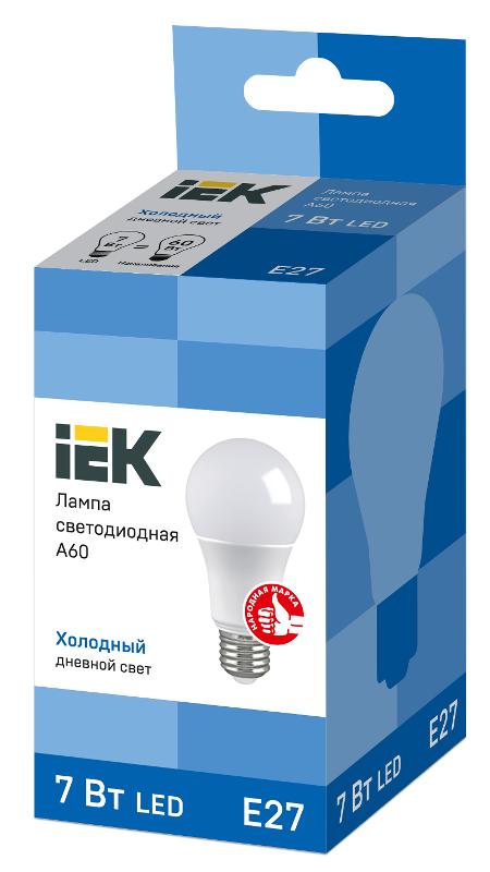 Лампа светодиодная LED 7Вт Е27 230В 6500К ECO А60 груша | LLE-A60-7-230-65-E27 | IEK — миниатюра 3