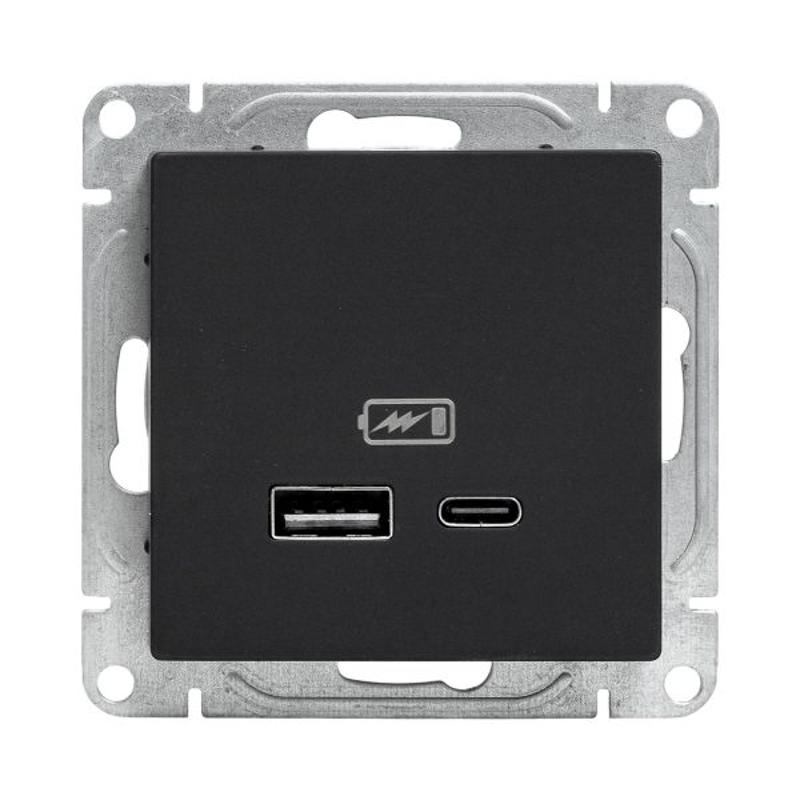 Механизм розетки USB-A+С, чёрный Эпика EKF | UP1-SOB-USBA+USBC | EKF — миниатюра 5