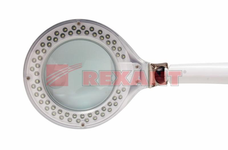 Лупа настольная 3D+12D с подсветкой 60 LED, белая | 31-0243 | REXANT — миниатюра 2
