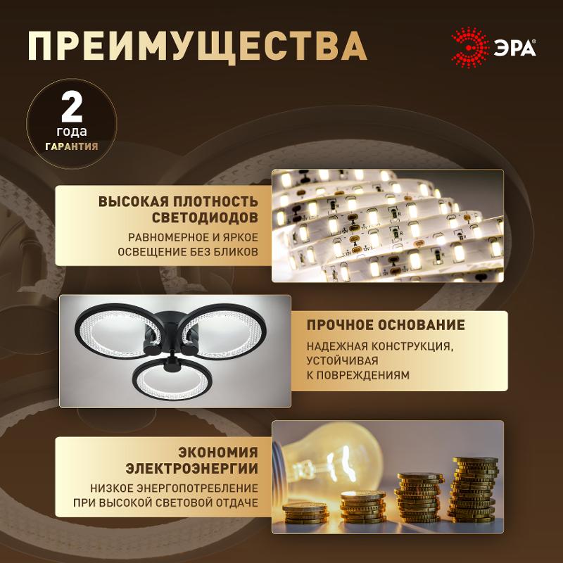 Светильник потолочный светодиодный  Модерн Odry CLL-1-46-RC BK с ДУ 46W 3000-6500К черный | Б0069750 | ЭРА — миниатюра 4