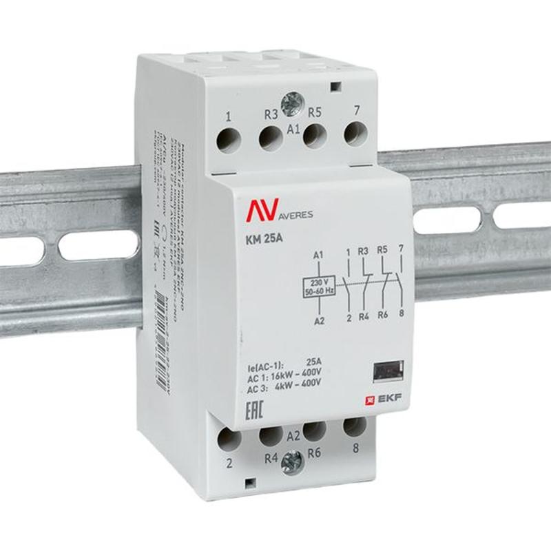 Контактор модульный КМ 25А 2NC+2NO 230VAC (2 мод.) AVERES | km-av-2-25-22-230V | EKF — миниатюра 2