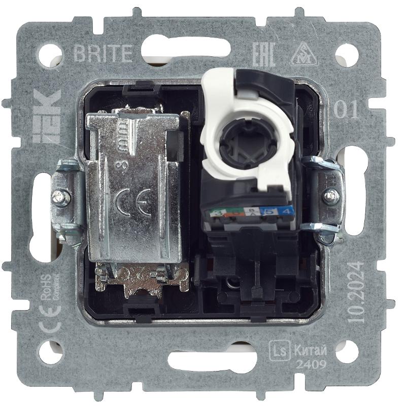 BRITE Розетка двойная TV+RJ45 кат.5E РТВ/РК12-БрЧ черный | BR-AK20-1-K02 | IEK — миниатюра 3
